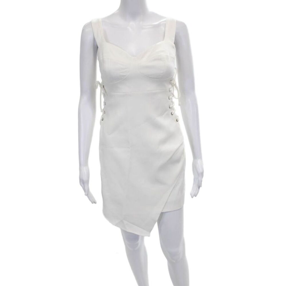 Nicholas Womens Bodycon Mini Dress White Sweetheart Viscose Zip Size 0